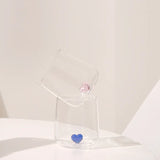 Gaeaspace  -  1 PC New Creative 3D Red Blue Heart  Tumbler Mug Cup with Heart Inside Lovely Glassware Gift for Girl