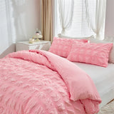 Gaeaspace  -  Simple Pink Seersucke Bedding Set Soft Comfortable Single Double Duvet Cover For Girl Bed Linens Decor Home Twin Queen Size