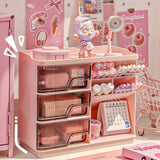 Gaeaspace  -  Cute Stationery Storage Box Organizer Multi-funct Desktop Drawer Oblique Pen Holder Office Dust-proof Storage Rack Organization