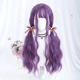 Gaeaspace  -  Long Wavy Purple Cosplay Synthetic Wigs Lolita Halloween With Bangs for Women Party Dailly Heat Resistant Wig