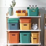 Gaeaspace  -  1/2 Pcs Plastic Storage Bins, Stackable Baskets with Lid and Handle,Colorful Desktop Box Cubby Containers