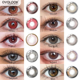 Gaeaspace  -  1 Pair Natural Color Contact Lenses For Eyes Yearly Cosmetic Beauty Pupil Red Gold Blue Lenses Eye Color with Diopter