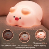 Gaeaspace  -  Kawaii Lion Night Light Rechargeable 3 Level Dimmable Silicone Sleeping Light Bedside Lamp Nursery Nightlights For Bedroom