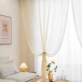 Gaeaspace  -  Solid White Curtains for Living Room Modern Chiffon Light-transmitting Gauze Curtain Home Bedroom Bay Window Screen Curtain