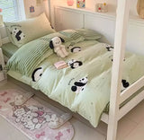 Gaeaspace  -  Cute cartoon green panda bedding set 1.2 1.5 1.8,twin full queen lovely cotton home textile bed sheet pillow case quilt cover