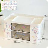 Gaeaspace  -  INS Student Stationery Cute Drawer Pen Holder  Cosmetics Storage Box  Office School Supplies Desktop Organizing Box  Organizer