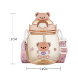 Gaeaspace  -  Cute Water Bottle For Girl Kid Large Capacity Mug Outdoor Sport Drinking Kettle Portable Kawaii Bear Cup 1.3L Tumbler With Straw