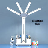 Gaeaspace  -  3in1 Multifunction Table Lamp LED Four-headed Folding With Fan Calendar Clock USB Rechargeable Desk light 3 color Reading Lamp