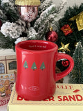 Gaeaspace  -  Creative Red Christmas Tree Graffiti Waisted Ceramic Mug Simple Handle Niche Design Household Heat-resistant Coffee Cup