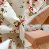 Gaeaspace  -  Cute Korean Duvet Cover Set Floral Style with Flat Sheet Pillowcase No filler Twin Queen Double Girls Boys Home Decor Bed Linens