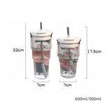 Gaeasapce  -  600/900ml Sport Water Bottle With Straw Handle Cute Plastic Large Cup Drinking Ice Coffee Tea Juice Gym Travel Portable Cups