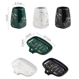 Gaeaspace  -  luxury dark green ceramic bathroom four-piece set soap dish gargle cup lotion bottle bathroom accessories porcelain holder decor