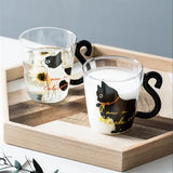 Gaeasapce  -  Cute Cat Heat Resistant Glass Cup for Home, Breakfast Milk Cup, Cartoon Casual Coffee Cup, Japanese Style, Ins