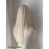 Gaeaspace  -  Synthetic Hair Middle Part Long White Wig  pink Mint Green Cosplay Long Wigs For Women straight lace front wig