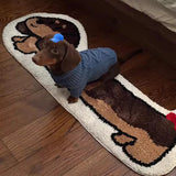 Gaeaspace  -  Long Tufting Dog Bedroom Rug Cartoon Animal Dachshund Carpet Bathroom Foot Pad Bath Mat Doormat Aesthetic Home Kids Room Decor