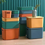 Gaeaspace  -  1/2 Pcs Plastic Storage Bins, Stackable Baskets with Lid and Handle,Colorful Desktop Box Cubby Containers