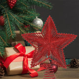 Gaeaspace  -  25cm Red Glitter Christmas Tree Topper Iron Star Christmas Decor For Home Xmas Tree Ornaments Navidad New Year Natal Noel