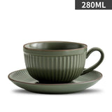 Gaeaspace  -  1Set Coffee Cup and Saucer Latte Mug Unique Olive Green and Lotus Milk Tea Coffee Cup for Home Office Ceramic Drinkware Gift