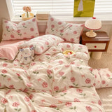 Gaeaspace  -  Comforter Set Duvet Cover French Style Wash Cotton Seersucker Summer Soft Bed Sheet Set  Bedding Set Quilt Cover