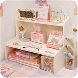 Gaeasapce   -  INS Desktop Storage Box 2 Layers Home Bedroom Dresser Skin Care Products Lipstick Shelf Study Stationery Books Sundry Organizer