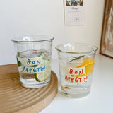 Gaeaspace  -  1 Piece Creative Heavy Glass Tumbler Cup French Style Bon Appetit Iced Coffee Juice Water Glasses Cup 320ml