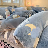 Gaeaspace  -  Winter Plush Duvet Cover Set Coral Velvet Warm Quilt Cover Sheet Pillowcase Luxury Bedding Set Comforter Cover Bed Linens Set