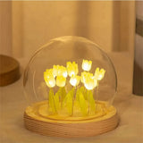 Gaeaspace  -  Artificial Tulip Flower Night Light Handmade DIY Bedside Lamp LED Night Lamp Bedroom Decor Christmas Birthday Gifts Table Lamp