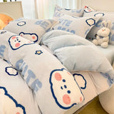 Gaeaspace  -  Winter Warm Plush Duvet Cover Set Queen Bedding Sets Comforter Cover Cartoon Quilt Cover Sheet Pillowcase 4pcs Luxury Bed Linens