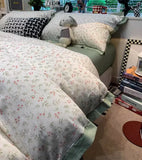 Gaeaspace  -  Fresh fashion green red flower bedding set 1.5 1.8 2.0,full queen king cotton home textile bed sheet pillow case duvet cover