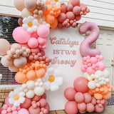 Gaeaspace  -  127Pcs Retro Pink Peach Latex Balloons Kit Small White Daisy Flower Theme Arch Garland Girl's Birthday Party Decors Supplies