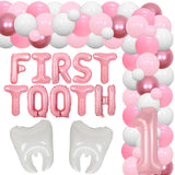 Gaeaspace  -  First Tooth Themed Decor Birthday Party Supplies Size 1 Foil Balloon Arch Set Perfect for Girls 1st Birthday Party