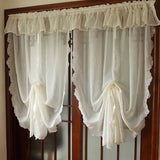 Gaeaspace  -  Blue-green pleated embroidery beautiful balloon curtain pulling window screen finished fan-shaped roman blinds