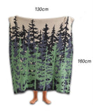 Gaeaspace  -  Nordic Style Knitted Blanket for Sofa, Fleece Blanket, Forest Pattern Thickened Multifunctional, Fleece, Winter, Class A, Casual