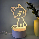 Gaeaspace  -  1pc  Cat  3D Night Light, 3D Optical Illusion Lamp With Touch, 7-Color Changing Ambient Light For Bedroom