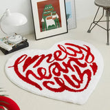 Gaeaspace  -  Tufting Heart Shape Bedside Rug Soft Letters Mat Corridor Carpet Bedroom Floor Pad Aesthetic Home Room Winter Warm Decor