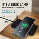 Gaeaspace  -  Reading Desk Lamp LED Desk Lamp USB Plug-In Wireless Charging Mobile Phone Touch Eye Protection Table Light Home Office Lighting