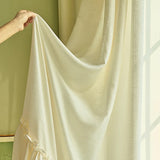 Gaeaspace  -  Modern Semi-Sheer Curtains Privacy Imitation Hemp Panels for Living Room Bedroom Rod Pocket Hook Hanging Romantic Ruffle Skirt