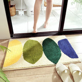 Gaeaspace  -  Green Leaves Flocking Bath Mat Non-slip Absorbent Microfiber Bathroom Rug Home Entrance Door Mat Super Soft Bath Carpet Tapijt