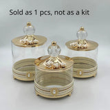 Gaeaspace  -  Exquisite Luxury Pearl Crystal Metal Jar Living Room Cotton Swab Box Candy Nut Storage Box Handicraft Decoration Jar Home Decor