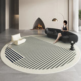 Gaeaspace  -  Modern Minimalist Living Room Decoration Stripe Carpet Round Thicken Rug French Style Rugs for Bedroom Home Washable Floor Mat