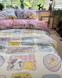 Gaeaspace  -  Cute flower cake dog cat sheep bedding set 1.2 1.5 1.8 kid,twin full queen cotton home textile bed sheet pillow case quilt cover