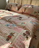 Gaeaspace  -  Cute cartoon bear bedding set teen girl,twin full queen king lovely vintage cotton home textile bed sheet pillowcase quilt cover