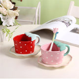 Gaeaspace  -  Strawberry-Shaped Ceramic Coffee Cup and Saucer Set, Children's Water Cup, Household Ins Breakfast Cup, Fresh, Cute