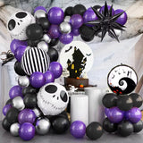 Gaeaspace  -  137PCS Halloween Party Balloon Garland Kit Nightmare Before Christmas Purple Black Balloon With Skull for Halloween Decoration