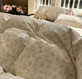 Gaeaspace  -  Fashion fresh pastoral floral green pink bedding set,full queen King romantic home textile bed sheet pillow case duvet cover