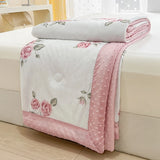 Gaeaspace  -  Pink Rose Smooth Air Condition Comforter Lightweight Floral Summer Quilt with Ice Silk Cooling Comforters Four Seasons Universal