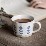 Gaeaspace  -  1pc Ceramic Coffee Mug Flower Pattern Mug Coffee Cups Modern Porcelain Work Office Mug Milk Tea Cup for Home Office Drinkware