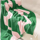 Gaeaspace  - Half Side Fleece Office Nap Air Conditioning Blanket Single Soft Sofa Knee Blanket Nordic Wave Striped Knitted Blanket