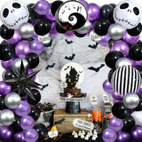 Gaeaspace  -  137PCS Halloween Party Balloon Garland Kit Nightmare Before Christmas Purple Black Balloon With Skull for Halloween Decoration