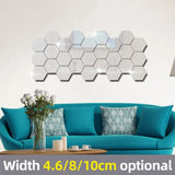 Gaeaspace  -  24pcs/set 3D Acrylic DIY Self-adhesive Decorative Decal Hexagonal Geometric Mirror Wall Pasted Hexagon